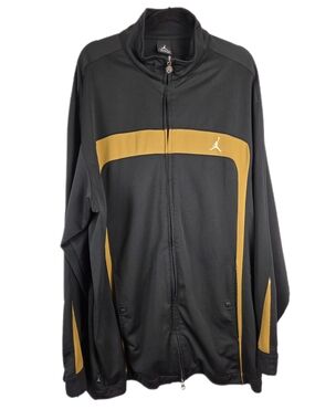 Nike Air Jordan Black Gold Track Jacket Y2K Jumpman Warm Up